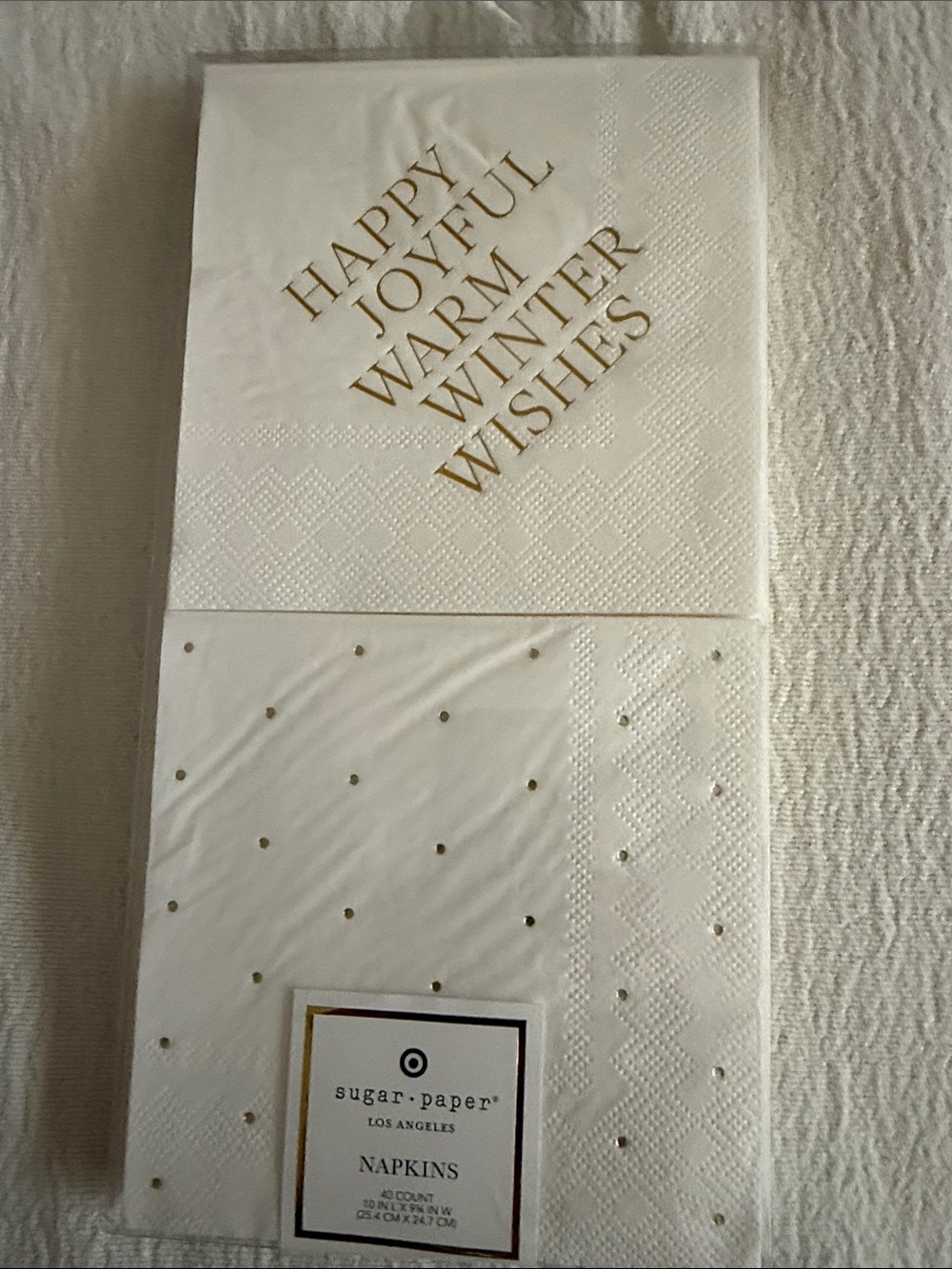 Sugar Paper of Los Angelos Gold Script Holiday Napkins - White & Gold 40ct.